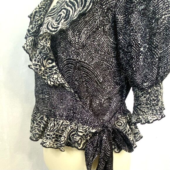 FREE PEOPLE OLIVIA RUFFLE WRAP BLOUSE - Picture 6 of 11